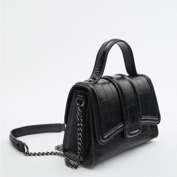 Zara Mini City Faux Leather Crossbody Flap Bag Chain Strap - Picture 4 of 5